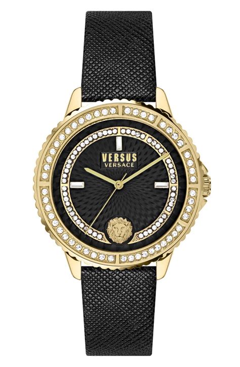 VERSUS Versace Montorgueil Leather Strap Watch, 